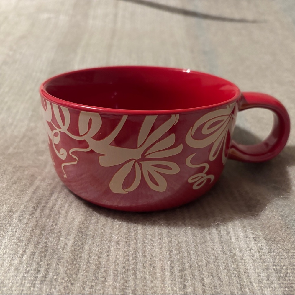 Starbucks 2023 Iridescent Red Ribbon Swirl Holiday Christmas Coffee Mug 16 oz